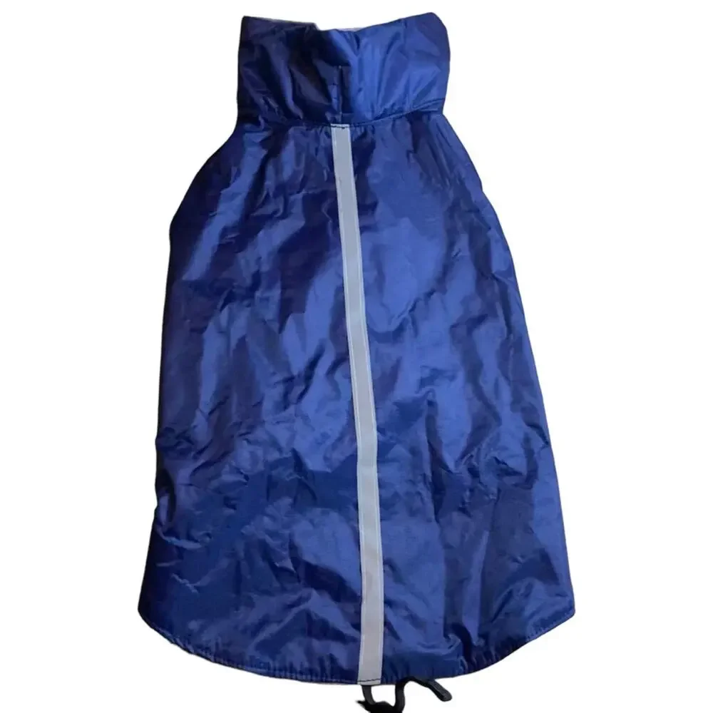 NWOT Large‎ Dog Coat Navy Blue Lightweight Rain Jacket Reflective Adjustable